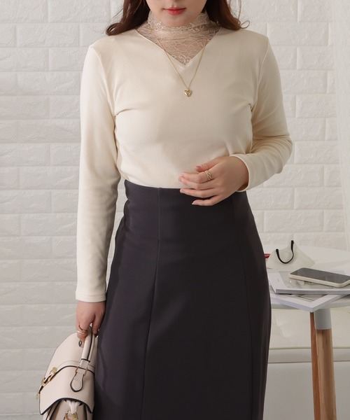 Lace Ladies(レースレディース)の「レースドッキングトップス(Tシャツ/カットソー・レディース・アイボリー/ブラック・FREE)」の6枚目の写真