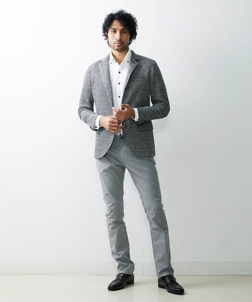 MICHEL KLEIN HOMME   （ミッシェルクランオム）の「へリンボン柄ジャージージャケット（テーラードジャケット・メンズ・ブルー/ライトグレー/ブラック・X-LARGE/LARGE/MEDIUM）」の15枚目の写真