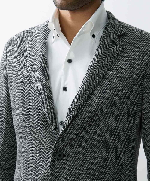 MICHEL KLEIN HOMME   （ミッシェルクランオム）の「へリンボン柄ジャージージャケット（テーラードジャケット・メンズ・ブルー/ライトグレー/ブラック・X-LARGE/LARGE/MEDIUM）」の11枚目の写真