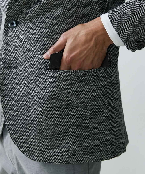 MICHEL KLEIN HOMME   （ミッシェルクランオム）の「へリンボン柄ジャージージャケット（テーラードジャケット・メンズ・ブルー/ライトグレー/ブラック・X-LARGE/LARGE/MEDIUM）」の9枚目の写真