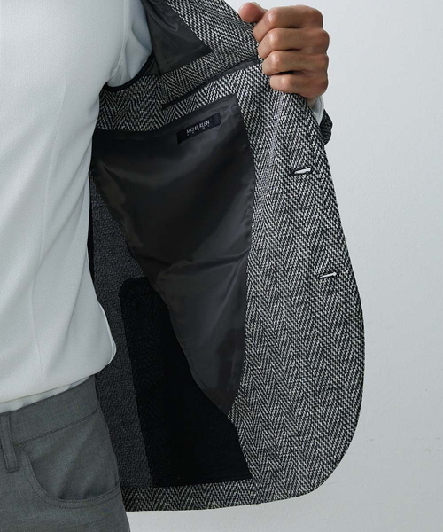 MICHEL KLEIN HOMME   （ミッシェルクランオム）の「へリンボン柄ジャージージャケット（テーラードジャケット・メンズ・ブルー/ライトグレー/ブラック・X-LARGE/LARGE/MEDIUM）」の5枚目の写真