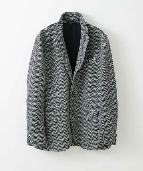 MICHEL KLEIN HOMME   （ミッシェルクランオム）の「へリンボン柄ジャージージャケット（テーラードジャケット・メンズ・ブルー/ライトグレー/ブラック・X-LARGE/LARGE/MEDIUM）」の4枚目の写真