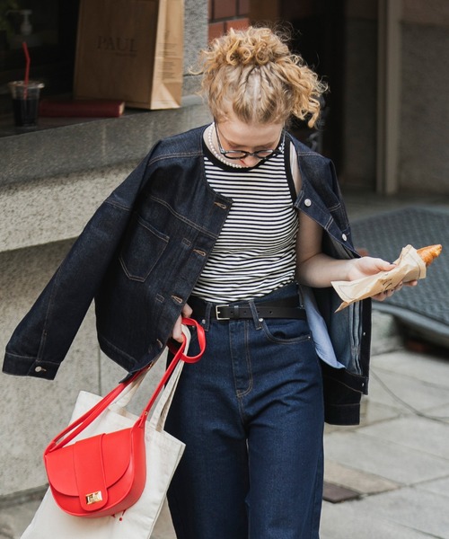 BONLECILL（ボンルシール）の「カップ付き テレコリブ アメリカンスリーブタンクトップ（タンクトップ・レディース・オレンジ/レッド/ライトグリーン/ブラック×ホワイト/ブラック/オフホワイト/ブルー/チャコールグレー/グレイッシュブルー/ピンク/ネイビー系1・FREE）」の20枚目の写真