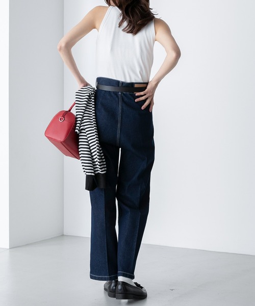 BONLECILL（ボンルシール）の「カップ付き テレコリブ アメリカンスリーブタンクトップ（タンクトップ・レディース・オレンジ/レッド/ライトグリーン/ブラック×ホワイト/ブラック/オフホワイト/ブルー/チャコールグレー/グレイッシュブルー/ピンク/ネイビー系1・FREE）」の16枚目の写真