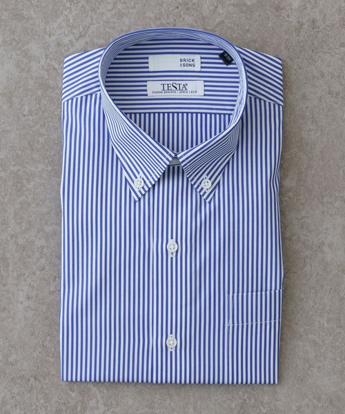 【セール】TESTA スマートドレスシャツ＜ブルーストライプ＞（ビジネスシャツ）｜BRICK & SONS（ブリックアンドサンズ）