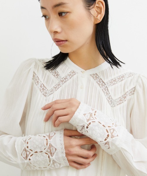 CASA FLINE（カーサフライン）の「アンティークレースピンタックドレス（ワンピース・レディース・ホワイト/ブラウン/イエロー・FREE）」の9枚目の写真