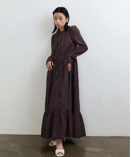 CASA FLINE（カーサフライン）の「アンティークレースピンタックドレス（ワンピース・レディース・ホワイト/ブラウン/イエロー・FREE）」の8枚目の写真