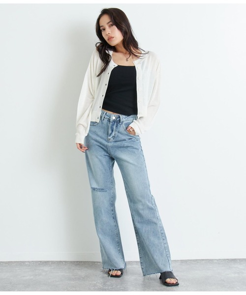 ANAP(アナップ)の「2WAYクルーネックショートカーディガン(カーディガン/ボレロ・レディース・ブラック/アイボリー/ピンク・FREE)」の7枚目の写真