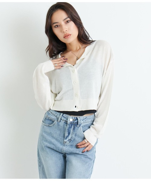 ANAP(アナップ)の「2WAYクルーネックショートカーディガン(カーディガン/ボレロ・レディース・ブラック/アイボリー/ピンク・FREE)」の4枚目の写真