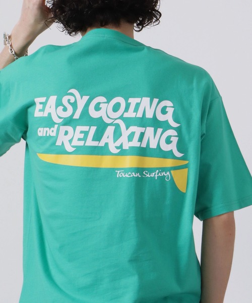 Toucan Surfing(トゥーカンサーフィン)の「Toucan Surfing 天竺 バックプリント ポケット付き 半袖Tシャツ(Tシャツ/カットソー・メンズ・ネイビー/グリーン/ホワイト/ブラック・M/L/LL)」の4枚目の写真