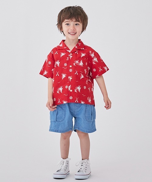 petit main（プティマイン）の「マリン・バンダナ柄開衿シャツ（シャツ/ブラウス・キッズ・ネイビー/レッド/マルチ・100cm/130cm/120cm/90cm/110cm/80ｃｍ）」の13枚目の写真