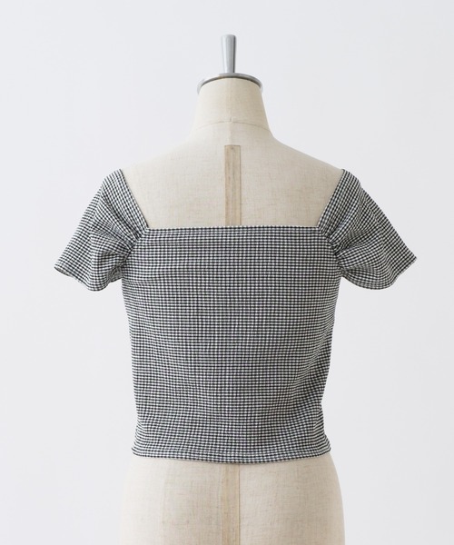 one after another NICE CLAUP(ワンアフターアナザーナイスクラップ)の「胸クシュブラトップ(タンクトップ・レディース・アイボリー/ブラック/ホワイト×ブラック/ピンク・FREE)」の10枚目の写真