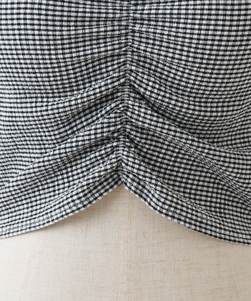 one after another NICE CLAUP(ワンアフターアナザーナイスクラップ)の「胸クシュブラトップ(タンクトップ・レディース・アイボリー/ブラック/ホワイト×ブラック/ピンク・FREE)」の13枚目の写真