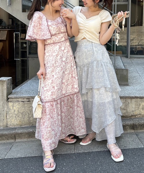 one after another NICE CLAUP(ワンアフターアナザーナイスクラップ)の「胸クシュブラトップ(タンクトップ・レディース・アイボリー/ブラック/ホワイト×ブラック/ピンク・FREE)」の6枚目の写真