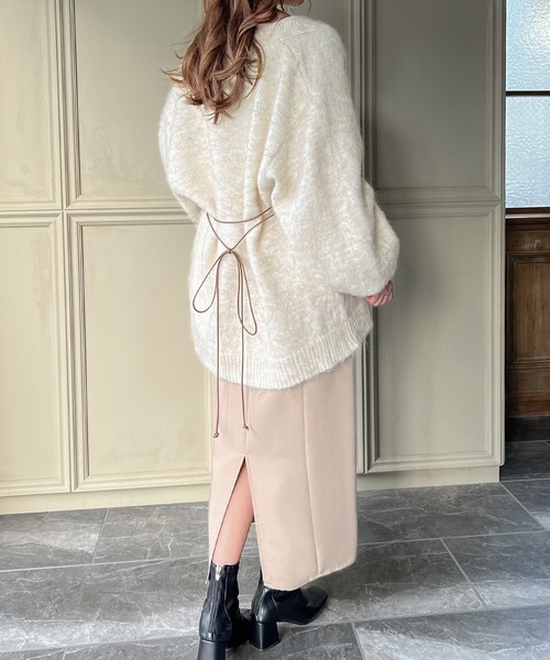 JUNOAH（ジュノア）の「コード紐付きニットカーディガン（カーディガン/ボレロ・レディース・ブルー/アイボリー/グリーン系その他/ベージュ/グレー・FREE/MEDIUM/LARGE）」の10枚目の写真