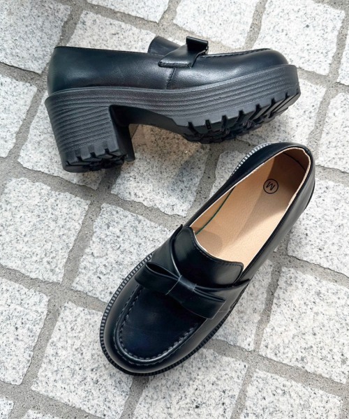 Shoes in Closet(シューズインクローゼット)の「軽量厚底 ヒールアップ やわらか リボン ローファー 6816(ローファー・レディース・ブラック/ブラック系その他/ブラウン・LL/M/L/3L/XS/S)」の6枚目の写真