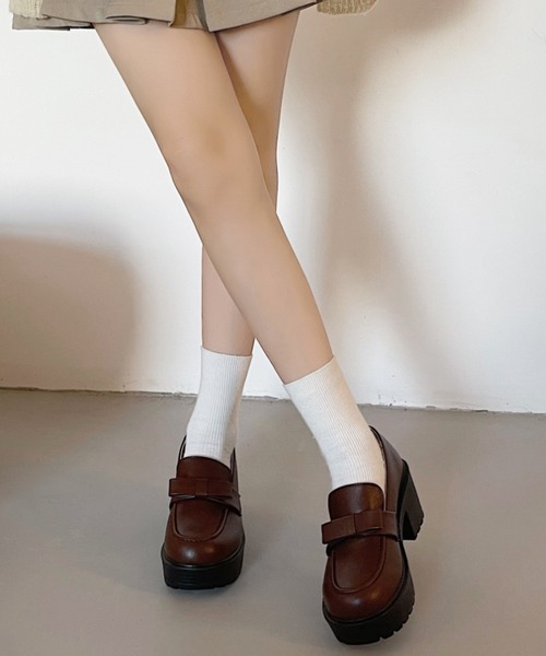 Shoes in Closet(シューズインクローゼット)の「軽量厚底 ヒールアップ やわらか リボン ローファー 6816(ローファー・レディース・ブラック/ブラック系その他/ブラウン・LL/M/L/3L/XS/S)」の12枚目の写真