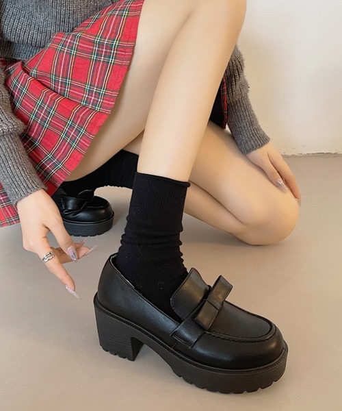 Shoes in Closet(シューズインクローゼット)の「軽量厚底 ヒールアップ やわらか リボン ローファー 6816(ローファー・レディース・ブラック/ブラック系その他/ブラウン・LL/M/L/3L/XS/S)」の19枚目の写真