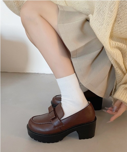 Shoes in Closet(シューズインクローゼット)の「軽量厚底 ヒールアップ やわらか リボン ローファー 6816(ローファー・レディース・ブラック/ブラック系その他/ブラウン・LL/M/L/3L/XS/S)」の11枚目の写真