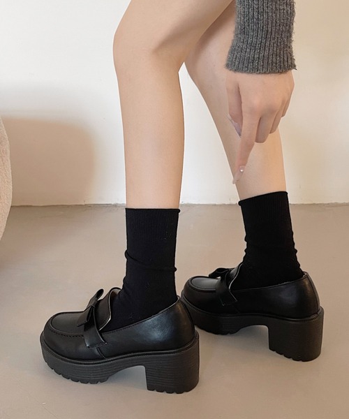 Shoes in Closet(シューズインクローゼット)の「軽量厚底 ヒールアップ やわらか リボン ローファー 6816(ローファー・レディース・ブラック/ブラック系その他/ブラウン・LL/M/L/3L/XS/S)」の17枚目の写真