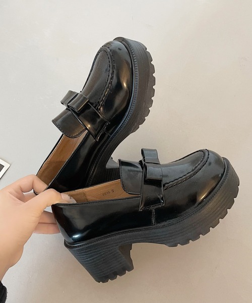Shoes in Closet(シューズインクローゼット)の「軽量厚底 ヒールアップ やわらか リボン ローファー 6816(ローファー・レディース・ブラック/ブラック系その他/ブラウン・LL/M/L/3L/XS/S)」の14枚目の写真