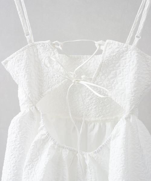 SpRay（スプレイ）の「ふくれキャミチュニック（チュニック・レディース・ブラック/オフホワイト・FREE）」の6枚目の写真