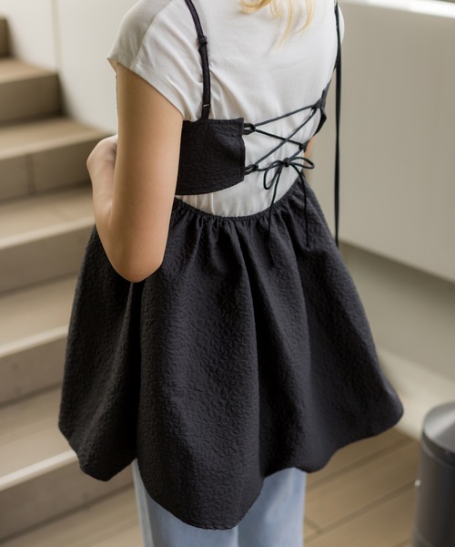 SpRay（スプレイ）の「ふくれキャミチュニック（チュニック・レディース・ブラック/オフホワイト・FREE）」の20枚目の写真