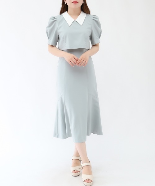 ASTORIA ODIER(アストリアオディール)の「レースセットアップ風ワンピース(ワンピース・レディース・ピンクベージュ/ミント/ブラック・MEDIUM/LARGE)」の4枚目の写真
