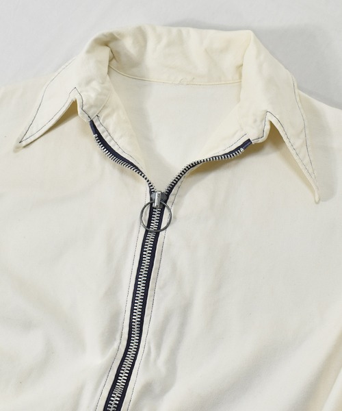 VINTAGE（ヴィンテージ）の「【ヴィンテージ古着】70's フルジップ ハーフコート ベルト付き（その他アウター・メンズ・ホワイト・XL）」の8枚目の写真