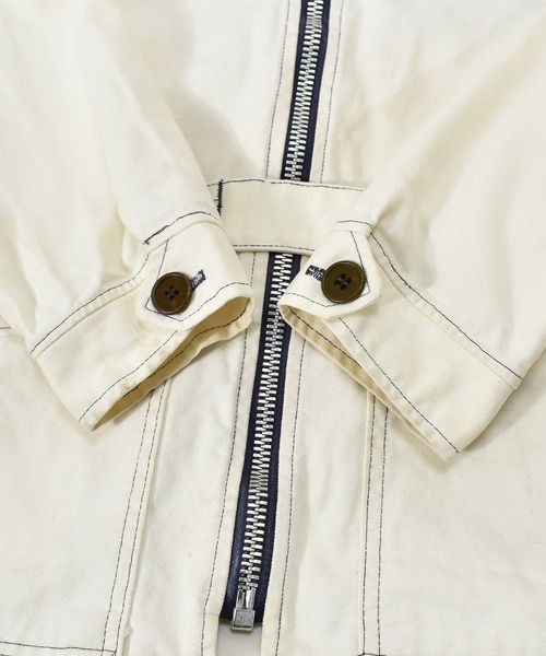VINTAGE（ヴィンテージ）の「【ヴィンテージ古着】70's フルジップ ハーフコート ベルト付き（その他アウター・メンズ・ホワイト・XL）」の2枚目の写真