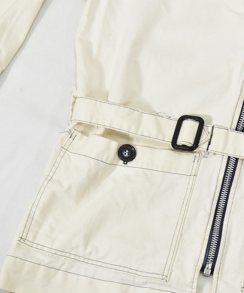 VINTAGE（ヴィンテージ）の「【ヴィンテージ古着】70's フルジップ ハーフコート ベルト付き（その他アウター・メンズ・ホワイト・XL）」の4枚目の写真
