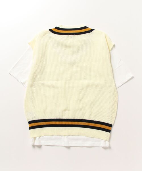 GLOSTER（グロスター）の「【Tシャツ＋ベストの2点セット】チルデンニットベスト レイヤード（ベスト・メンズ・チャコールグレー/アイボリー/ブラック・M/L/S）」の5枚目の写真