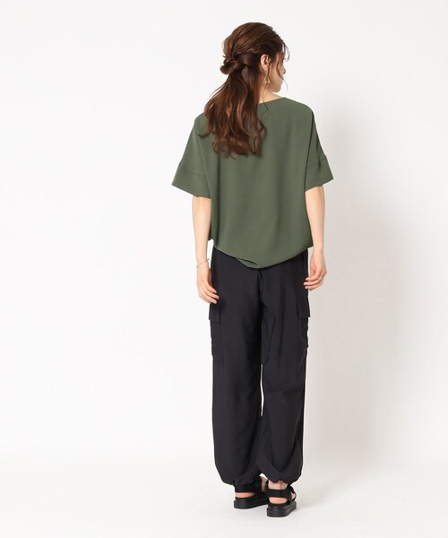 【接触冷感/イージーケア】さらさらぷるんワイドスリーブ裾ゴムブラウス