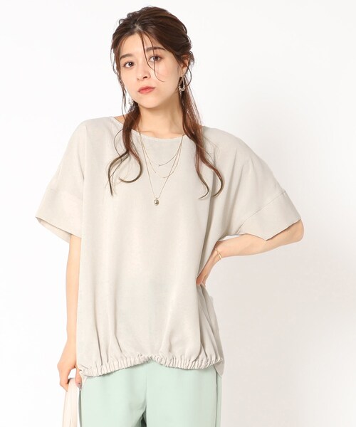 【接触冷感/イージーケア】さらさらぷるんワイドスリーブ裾ゴムブラウス