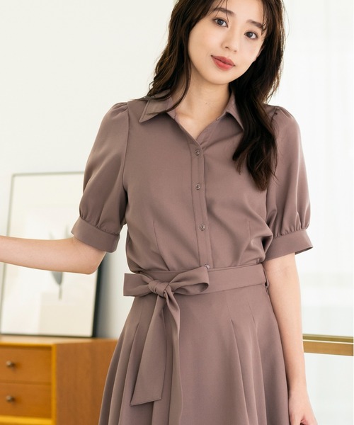 MISCH MASCH(ミッシュマッシュ)の「■2023春夏新作■パフ袖シャツスカートセットアップ/MM327432(シャツワンピース・レディース・ブルー/モカ/ネイビー・フリ-)」の14枚目の写真