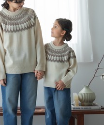 【かぞくおそろい】フェアアイル柄 ニット プルオーバー