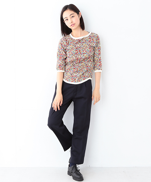 BEAMS BOY（ビームスボーイ）の「BEAMS BOY / リバティ ボートネック 7分袖 15FW（Tシャツ/カットソー・レディース・ナチュラル/ネイビー・ONE SIZE）」の13枚目の写真