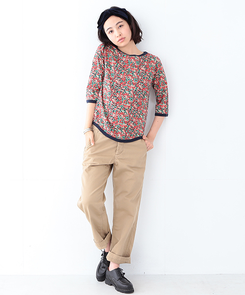 BEAMS BOY（ビームスボーイ）の「BEAMS BOY / リバティ ボートネック 7分袖 15FW（Tシャツ/カットソー・レディース・ナチュラル/ネイビー・ONE SIZE）」の16枚目の写真