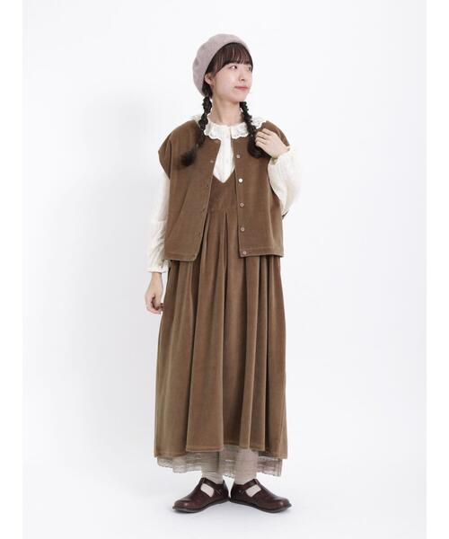 Samansa Mos2（サマンサ モスモス）の「前後着カットベロアベスト（ベスト・レディース・ブラック/ベージュ/グリーン・F）」の8枚目の写真