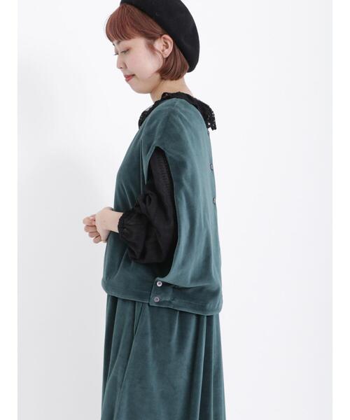 Samansa Mos2（サマンサ モスモス）の「前後着カットベロアベスト（ベスト・レディース・ブラック/ベージュ/グリーン・F）」の13枚目の写真