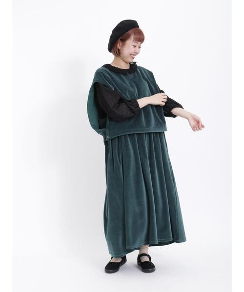 Samansa Mos2（サマンサ モスモス）の「前後着カットベロアベスト（ベスト・レディース・ブラック/ベージュ/グリーン・F）」の15枚目の写真