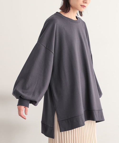 osharewalker（オシャレウォーカー）の「『ゆるっとロングスウェット』（スウェット・レディース・グレイッシュベージュ/ブラック/グレイッシュブルー/ボルドー/ラベンダー/チャコール・FREE）」の8枚目の写真