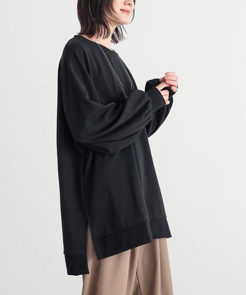 osharewalker（オシャレウォーカー）の「『ゆるっとロングスウェット』（スウェット・レディース・グレイッシュベージュ/ブラック/グレイッシュブルー/ボルドー/ラベンダー/チャコール・FREE）」の17枚目の写真