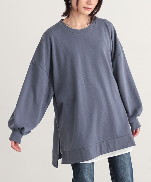 osharewalker（オシャレウォーカー）の「『ゆるっとロングスウェット』（スウェット・レディース・グレイッシュベージュ/ブラック/グレイッシュブルー/ボルドー/ラベンダー/チャコール・FREE）」の13枚目の写真