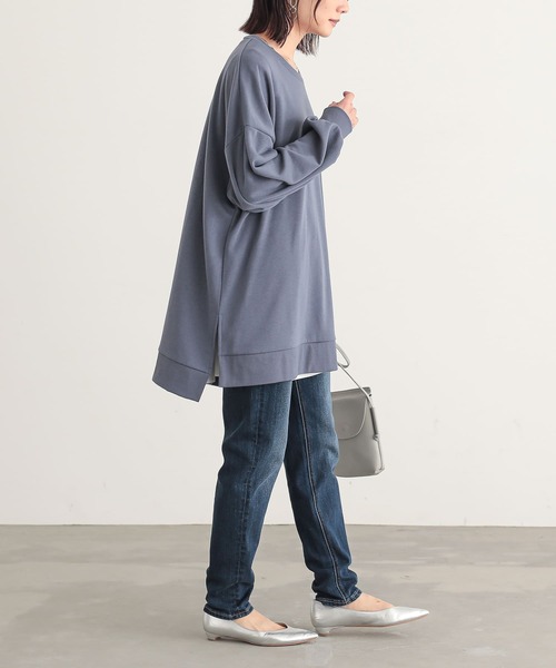 osharewalker（オシャレウォーカー）の「『ゆるっとロングスウェット』（スウェット・レディース・グレイッシュベージュ/ブラック/グレイッシュブルー/ボルドー/ラベンダー/チャコール・FREE）」の15枚目の写真