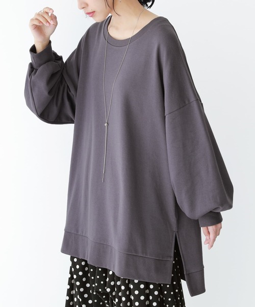 osharewalker（オシャレウォーカー）の「『ゆるっとロングスウェット』（スウェット・レディース・グレイッシュベージュ/ブラック/グレイッシュブルー/ボルドー/ラベンダー/チャコール・FREE）」の12枚目の写真