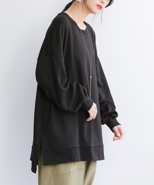 osharewalker（オシャレウォーカー）の「『ゆるっとロングスウェット』（スウェット・レディース・グレイッシュベージュ/ブラック/グレイッシュブルー/ボルドー/ラベンダー/チャコール・FREE）」の22枚目の写真