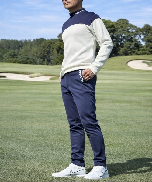 COMON GOLF(コモンゴルフ)の「ポンチ ストレッチ ゴルフウェアジャージ素材 バイカラー テーパード ゴルフパンツ(ゴルフグッズ・メンズ・ネイビー/グレー/チャコールグレー/グレー系2・XXXL/L/XXL/M/XL)」の15枚目の写真