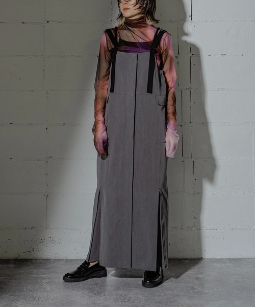 Anogh アノフ★ジャンパースカート オールインワン 黒 ANOGH（アノフ）の「TWIN SHOULDER NARROW JUMPER SKIRT（サロペット