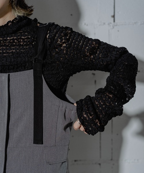 Anogh アノフ★ジャンパースカート オールインワン 黒 ANOGH（アノフ）の「TWIN SHOULDER NARROW JUMPER SKIRT（サロペット